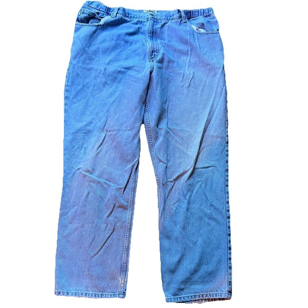 LL Bean Double L Hidden Comfort Waist Natural Fit Denim Blue Jeans Men's 42x32